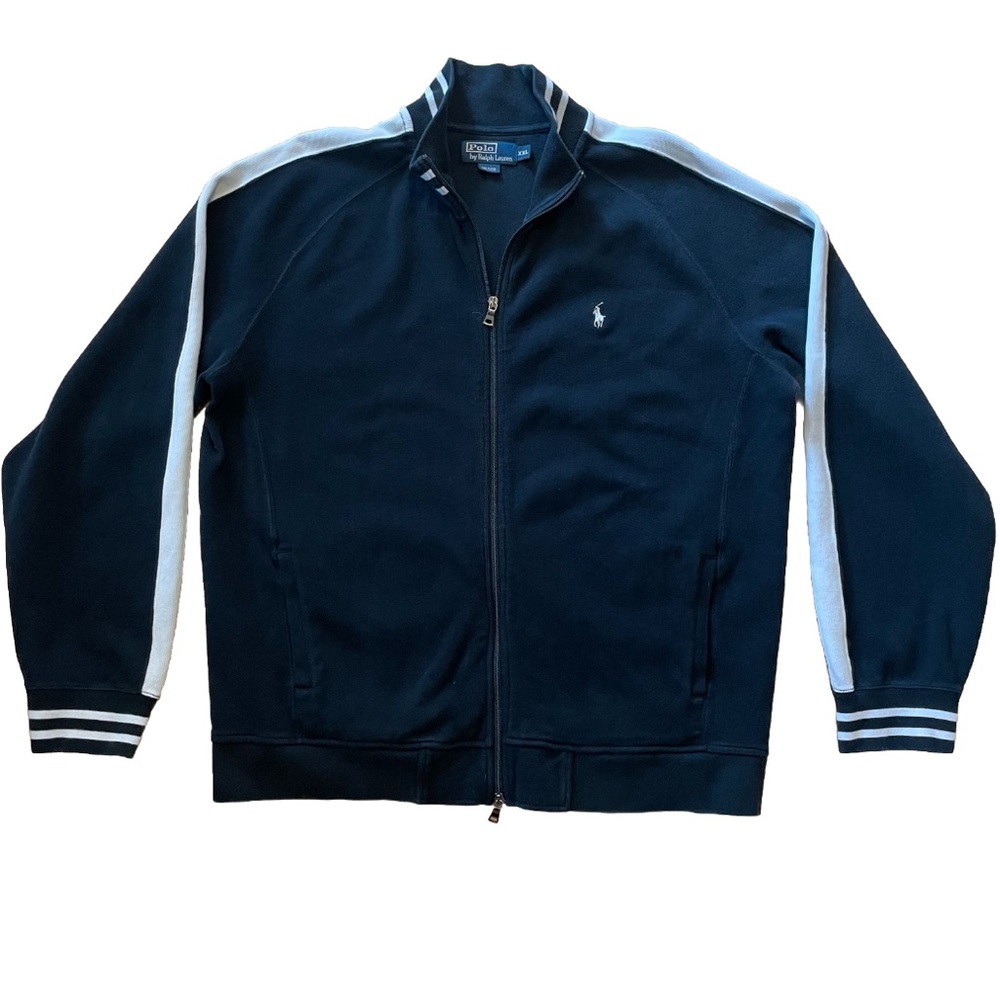 Polo Ralph Lauren Full Zip Jacket Track Jacket 100% Cotton Sz: XXL Black & White